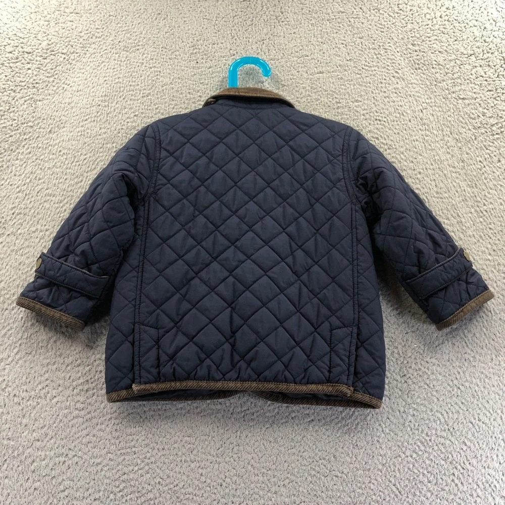 Polo Ralph Lauren Toddler Jacket 2T Boys Navy Blue Diamond Quilted Corduroy Trim